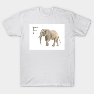 e for elephant alphabet illustration T-Shirt